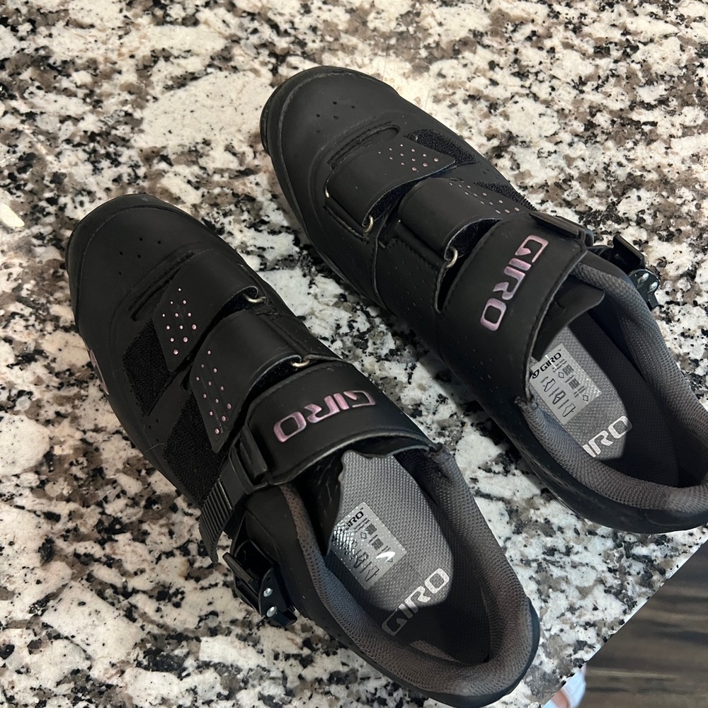Giro Black Cycling Shoes with Pink Accents